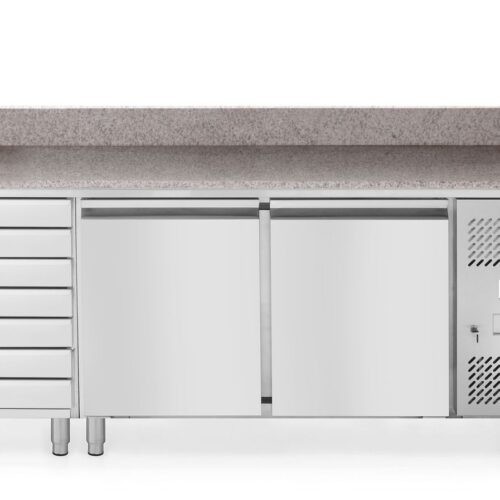 2 durų šaldymo stalas picai su 7 skyriais ir stalviršiu iš granito, Arktic, 250L, 230V/250W, 2020x802x(H)1000mm