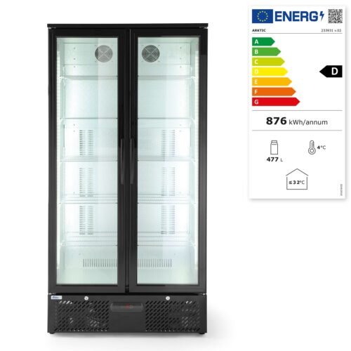 Dvejų durų baro šaldytuvas, Arktic, 384L, Juodas, 220-240V/365W, 900x530x(H)1820mm