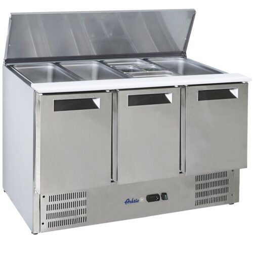 3 durų šaldomas stalas salotoms su atlenkamuju dangčiu, Arktic, 368L, 230V/155W, 1365x700x(H)860mm