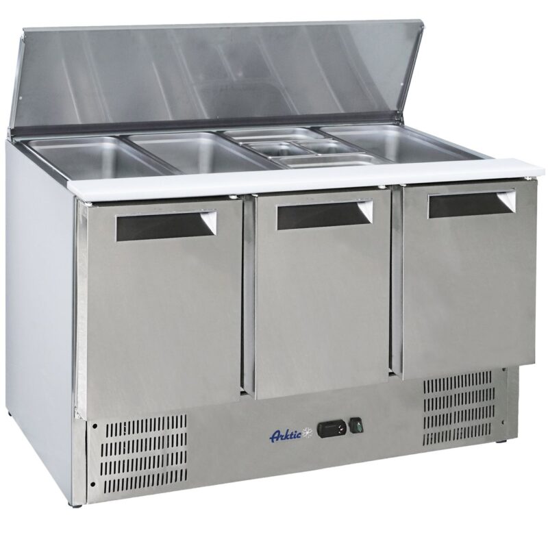 3 durų šaldomas stalas salotoms su atlenkamuju dangčiu, Arktic, 368L, 230V/155W, 1365x700x(H)860mm