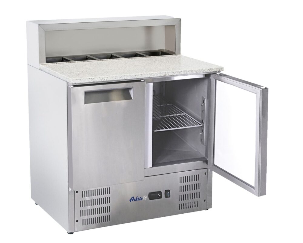 2 durų šaldytuvo stalas su antstatu ir granito stalviršiu, Arktic, 247L, 230V/145W, 900x700x(H)1070mm