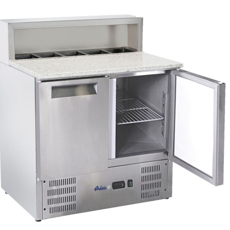 2 durų šaldytuvo stalas su antstatu ir granito stalviršiu, Arktic, 247L, 230V/145W, 900x700x(H)1070mm