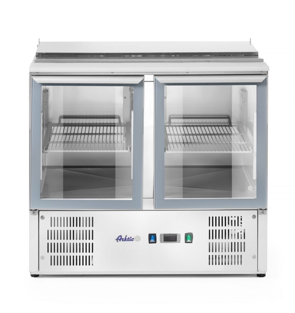 Šaldomas 2 durų įstiklintas stalas su atlenkamuju dangčiu, Arktic, 247L, 230V/145W, 900x700x(H)860mm