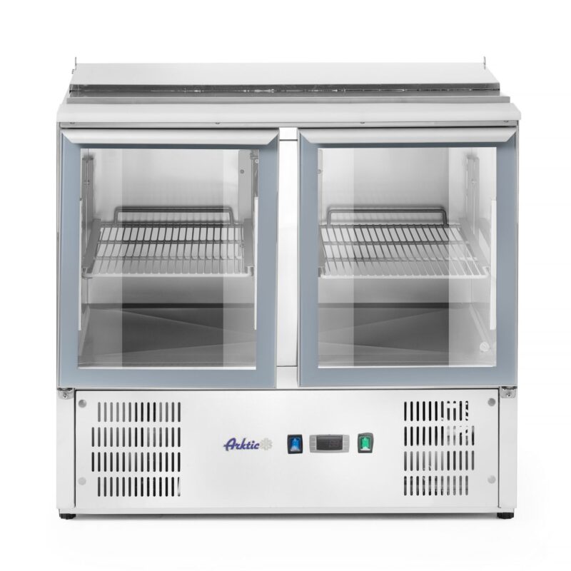 Šaldomas 2 durų įstiklintas stalas su atlenkamuju dangčiu, Arktic, 247L, 230V/145W, 900x700x(H)860mm