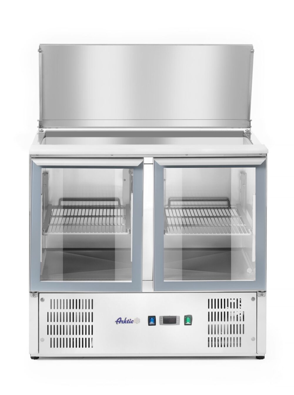 Šaldomas 2 durų įstiklintas stalas su atlenkamuju dangčiu, Arktic, 247L, 230V/145W, 900x700x(H)860mm