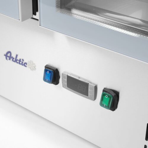 Šaldomas 2 durų įstiklintas stalas su atlenkamuju dangčiu, Arktic, 247L, 230V/145W, 900x700x(H)860mm
