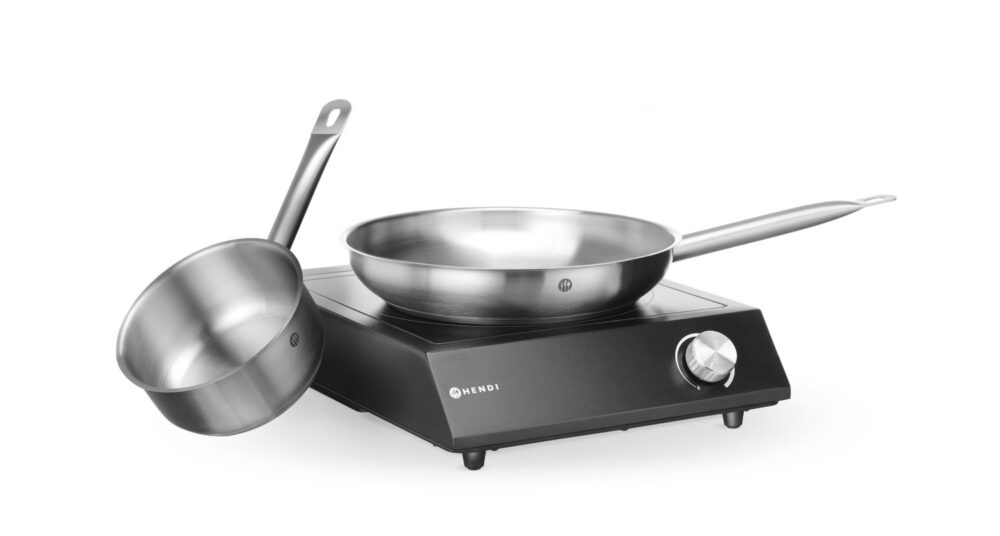 Rinkinys: Indukcinė viryklė 3500 W + prikaistuvis + keptuvė, HENDI, Juodas, 220-240V/3500W, 320x395x(H)95mm