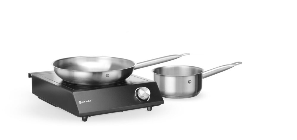 Rinkinys: Indukcinė viryklė 3500 W + prikaistuvis + keptuvė, HENDI, Juodas, 220-240V/3500W, 320x395x(H)95mm