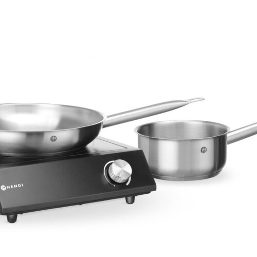 Rinkinys: Indukcinė viryklė 3500 W + prikaistuvis + keptuvė, HENDI, Juodas, 220-240V/3500W, 320x395x(H)95mm