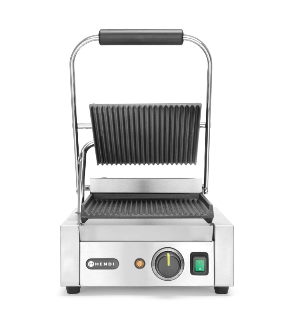 Vienpusis kontaktinis grilis, HENDI, rifliuotas viršus ir apačia, 230V/1800W, 310x375x(H)216mm