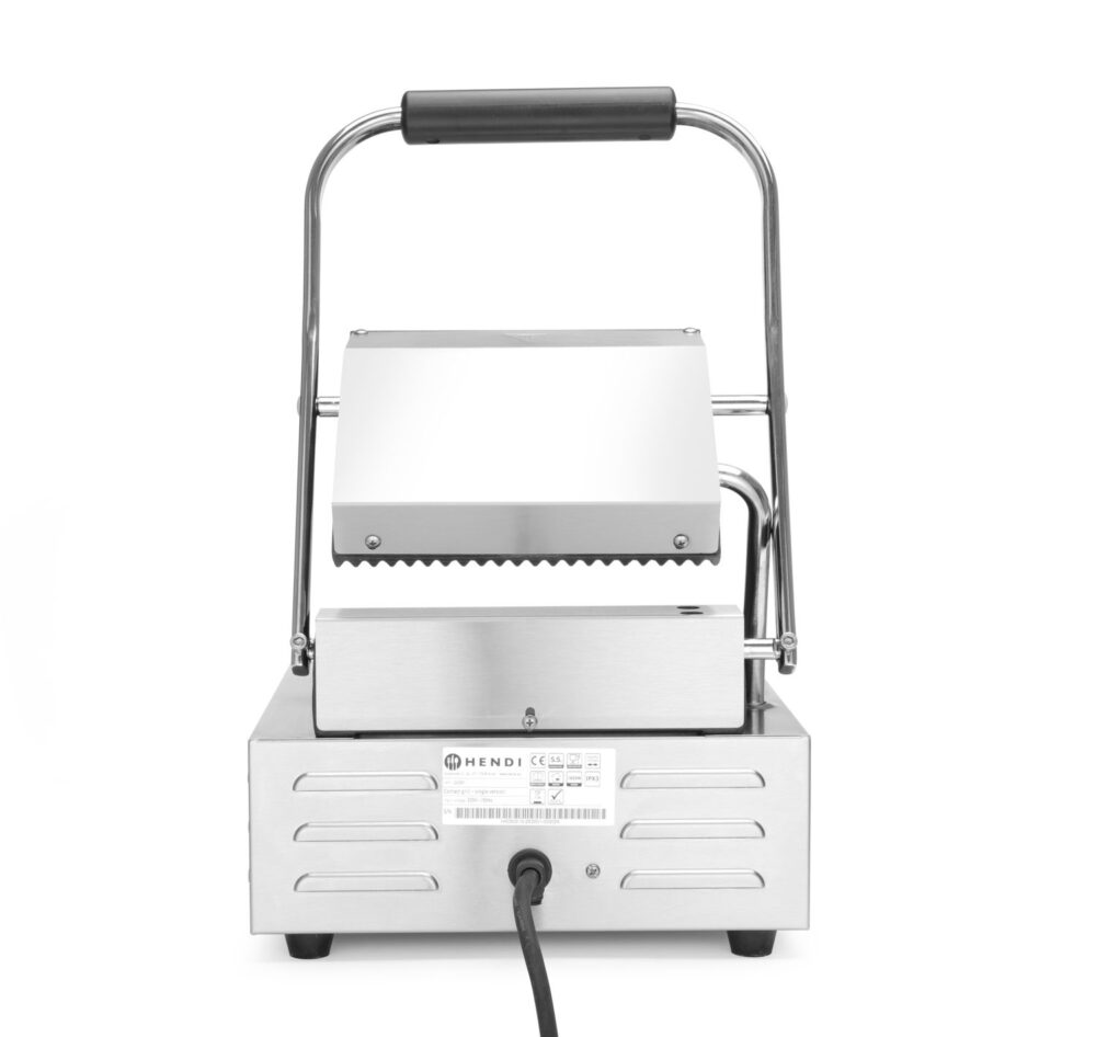 Vienpusis kontaktinis grilis, HENDI, rifliuotas viršus ir apačia, 230V/1800W, 310x375x(H)216mm