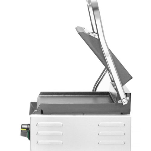 Vienpusis kontaktinis grilis, HENDI, rifliuotas viršus ir lygi apačia, 230V/1800W, 310x375x(H)216mm