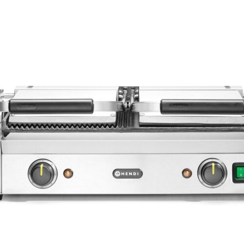 Dvigubas kontaktinis grilis, HENDI, 1/2 lygus, 1/2 rifliuotas, 230V/3600W, 570x375x(H)216mm
