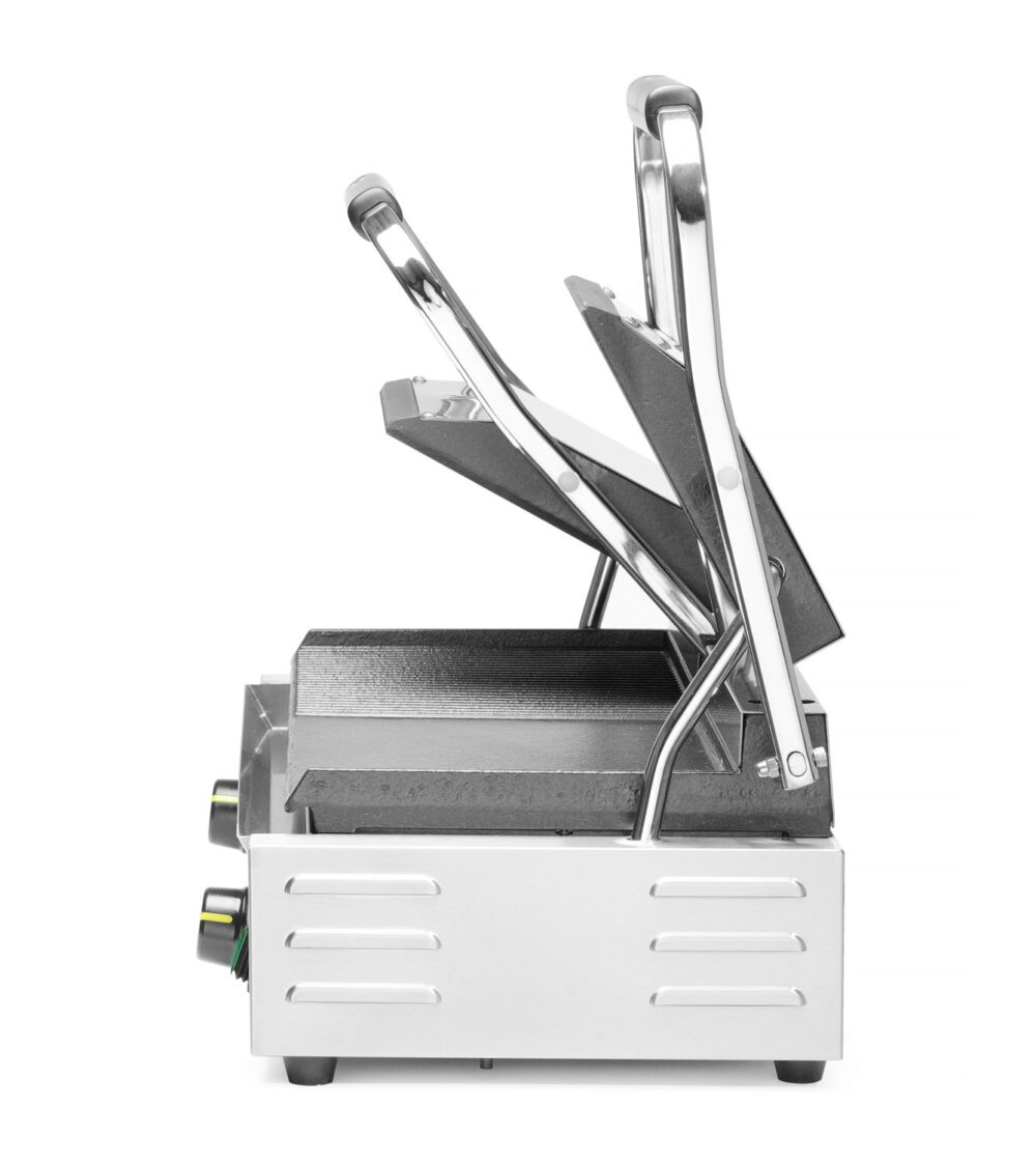 Dvigubas kontaktinis grilis, HENDI, 1/2 lygus, 1/2 rifliuotas, 230V/3600W, 570x375x(H)216mm