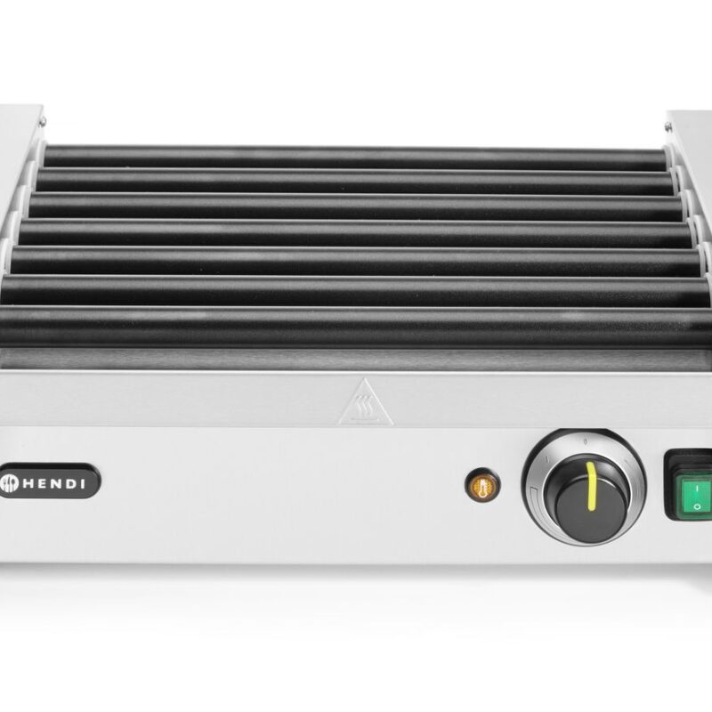 Vienos zonos ritininis dešrelių grilis, HENDI, 7 ritinėliai, 230V/740W, 525x365x(H)176mm