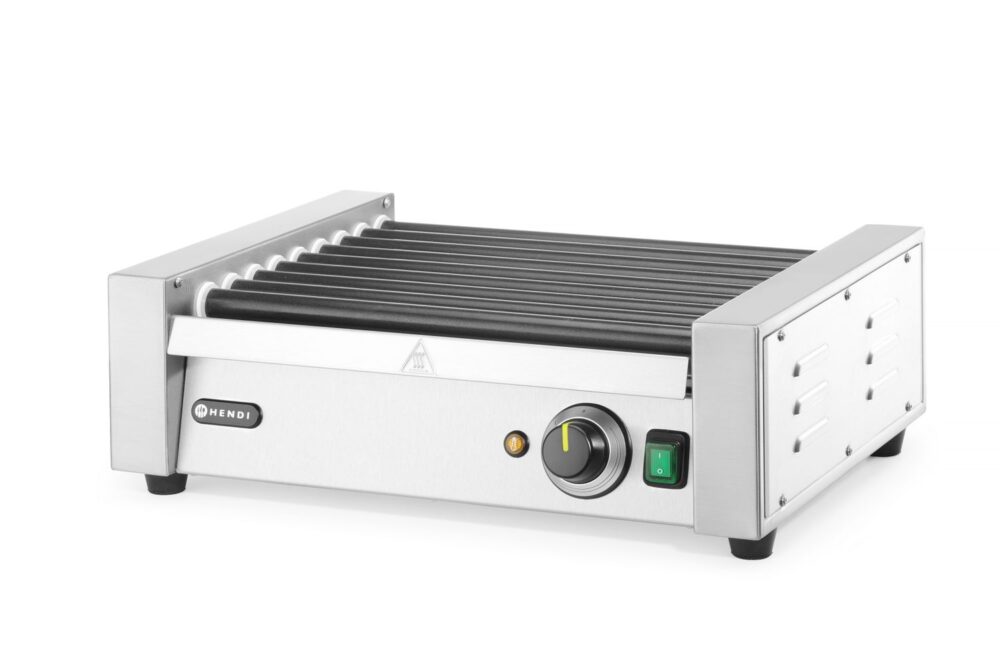 Vienos zonos ritininis dešrelių grilis, HENDI, 9 ritinėliai, 230V/940W, 520x425x(H)175mm