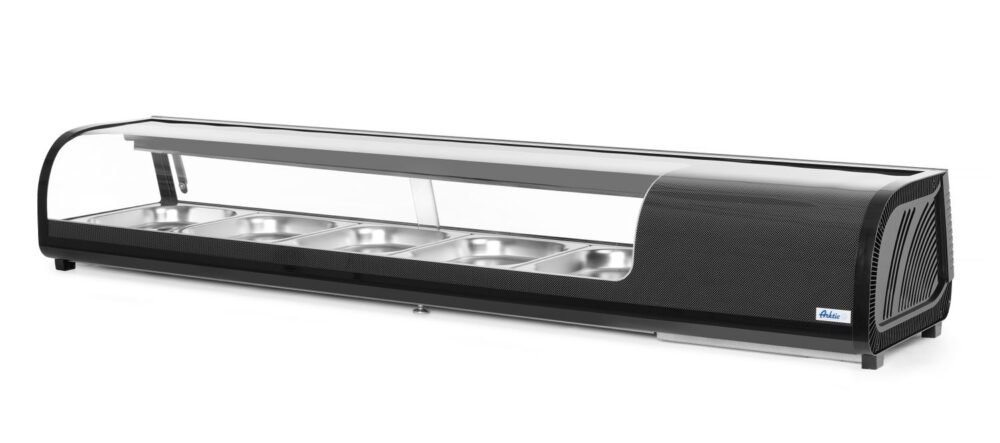 Suši vitrina, Arktic, Talpa: 5x GN 1/2 (H)40 mm (įskaitant indus)., Juodas, 220-240V/190W, 1800x420x(H)265mm