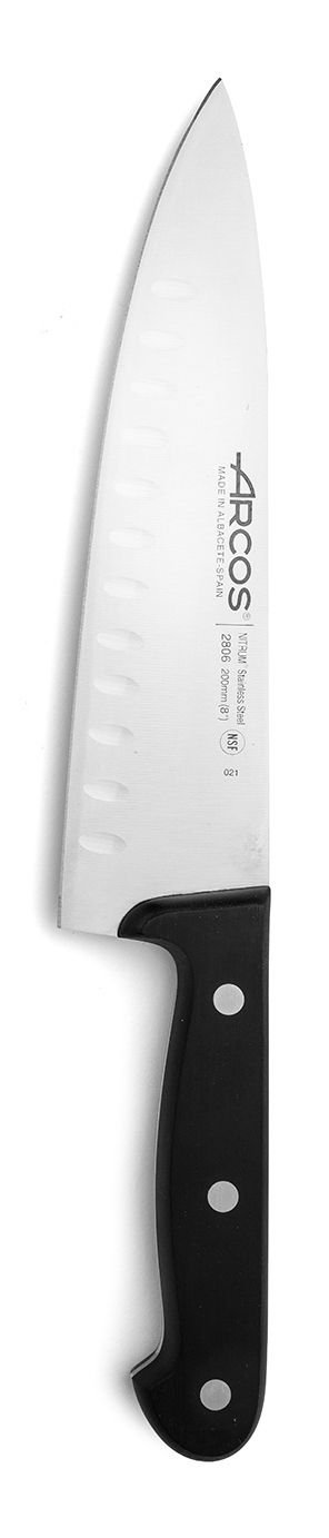 Šefo peilis su „Granton“ kraštu, UNIVERSAL serija, Arcos, Juodas, (L)314mm