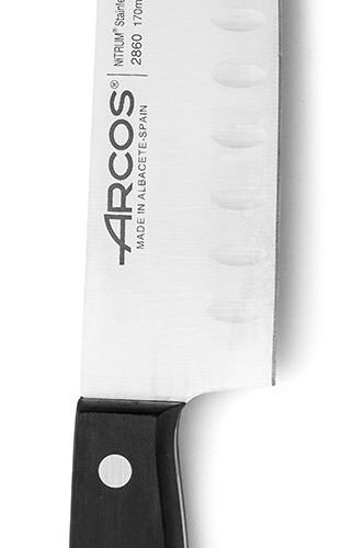 Santoku peilis su „Granton“ kraštu, UNIVERSAL serija, Arcos, Juodas, (L)290mm