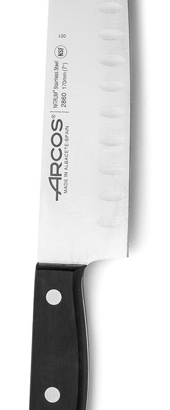 Santoku peilis su „Granton“ kraštu, UNIVERSAL serija, Arcos, Juodas, (L)290mm