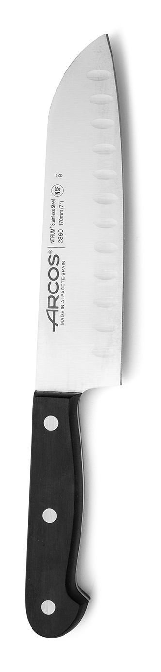 Santoku peilis su „Granton“ kraštu, UNIVERSAL serija, Arcos, Juodas, (L)290mm