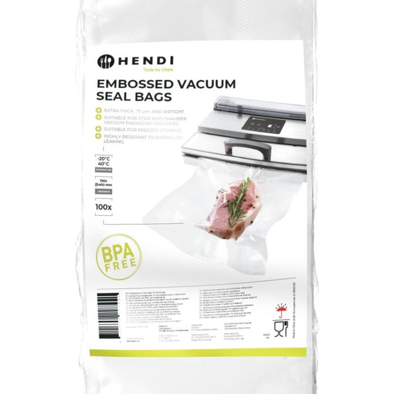 Reljefiniai vakuuminio sandarinimo maišeliai, HENDI, 100 vnt., 150x400mm