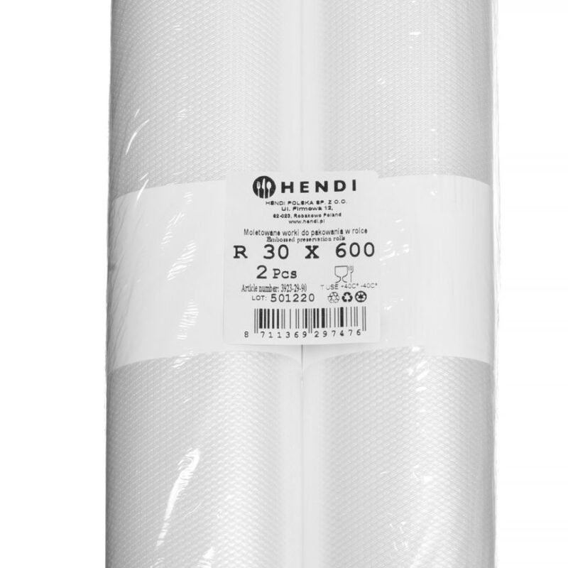 Reljefinių, maistui laikyti skirtų vakuuminių maišelių ritinėlis, HENDI, komplekte 2 ritinėliai, 2 vnt., 6000x300mm