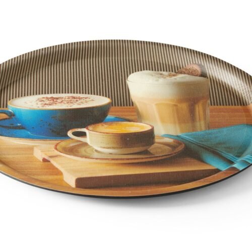 Neslystantis valgio padėklas, su atspaudais, HENDI, tasty coffee, ⌀380x(H)15mm