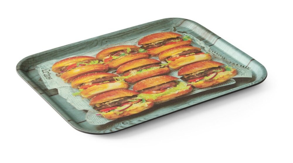 Neslystantis valgio padėklas, su atspaudais, HENDI, tasty burger, 330x430mm