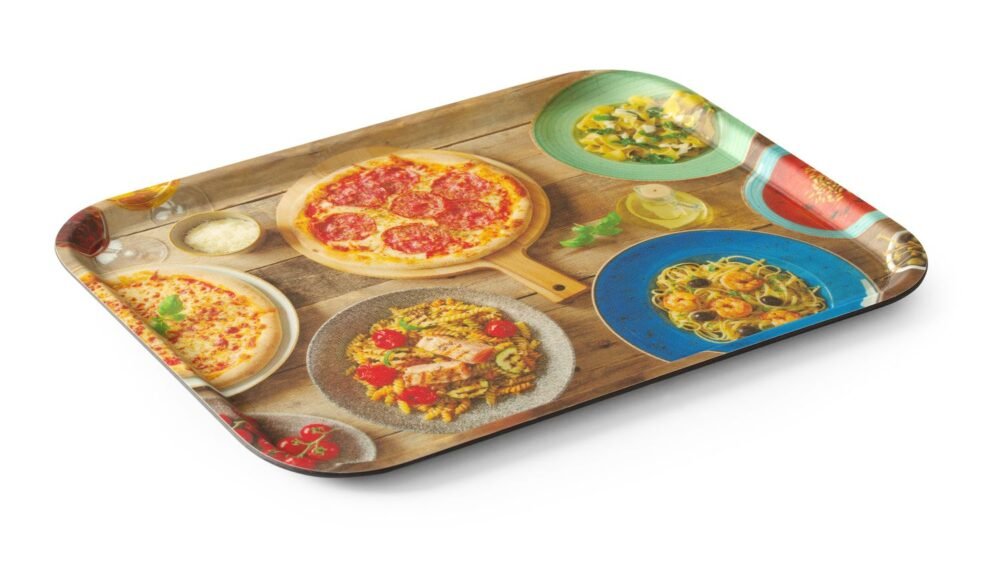 Neslystantis valgio padėklas, su atspaudais, HENDI, tasty pizza & pasta, 330x430mm