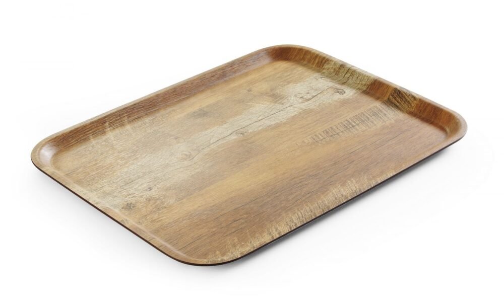 Serviravimo padėklas su melamino laminatu, medžio raštu, AmerBox, Mediena, 330x430mm