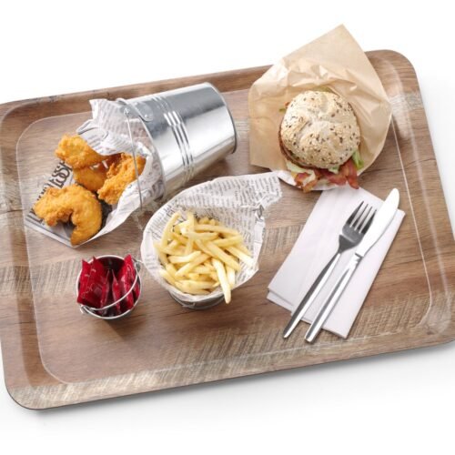 Serviravimo padėklas su melamino laminatu, medžio raštu, AmerBox, Mediena, 370x530mm