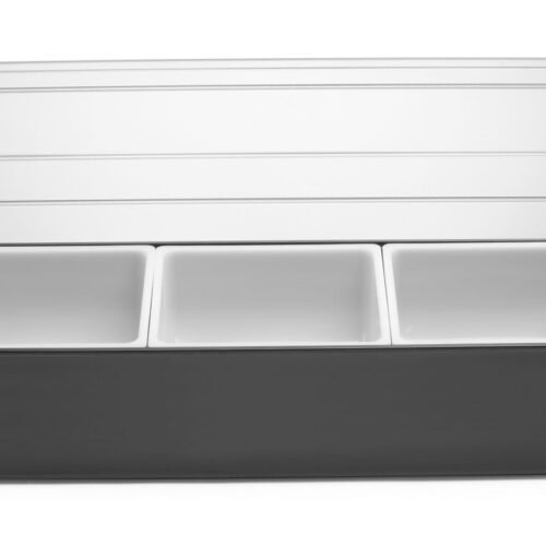 Barmeno dėžutė gėrimų priedams – 3 įdėklai, BarUp, Juodas, 480x150x(H)100mm