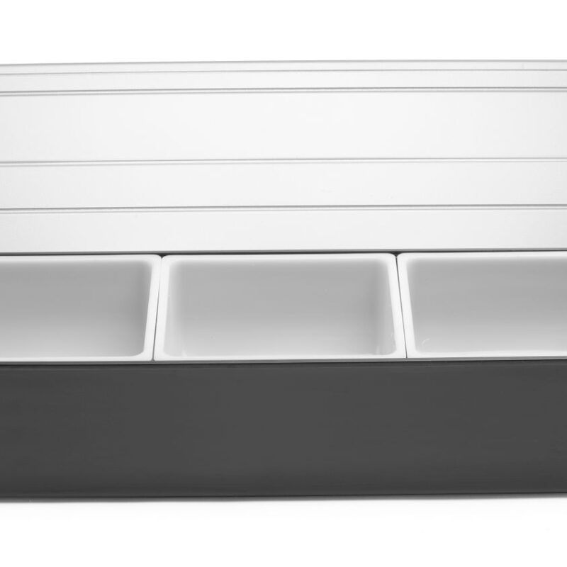Barmeno dėžutė gėrimų priedams – 3 įdėklai, BarUp, Juodas, 480x150x(H)100mm