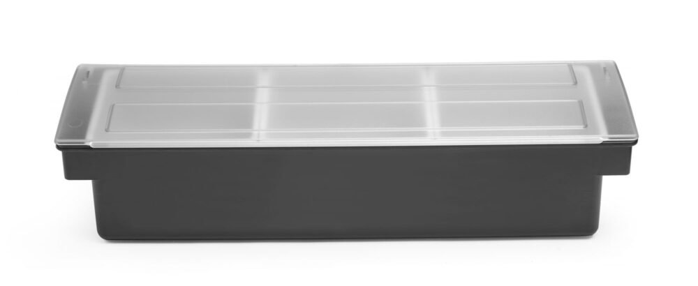 Barmeno dėžutė gėrimų priedams – 3 įdėklai, BarUp, Juodas, 480x150x(H)100mm