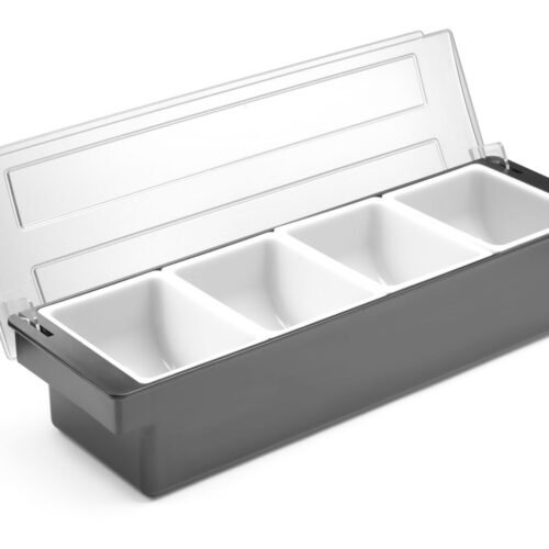Barmeno dėžutė gėrimų priedams – 4 įdėklai, BarUp, 480x150x(H)100mm