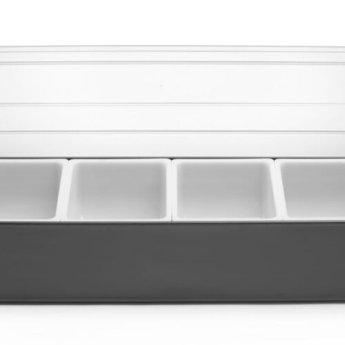 Barmeno dėžutė gėrimų priedams – 4 įdėklai, BarUp, 480x150x(H)100mm