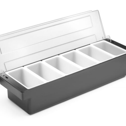 Barmeno dėžutė gėrimų priedams – 6 įdėklai, BarUp, 480x150x(H)100mm