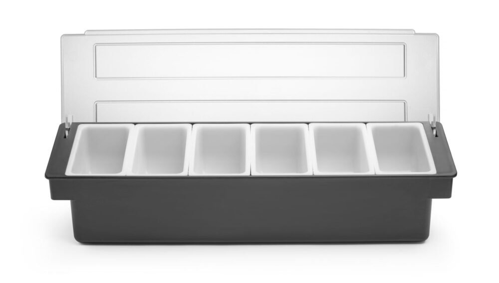 Barmeno dėžutė gėrimų priedams – 6 įdėklai, BarUp, 480x150x(H)100mm