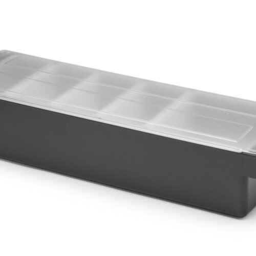 Baro konteineris gėrimų priedams – 5 įdėklai, BarUp, Juodas, 480x150x(H)100mm