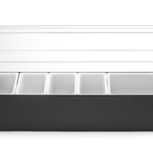 Baro konteineris gėrimų priedams – 5 įdėklai, BarUp, Juodas, 480x150x(H)100mm