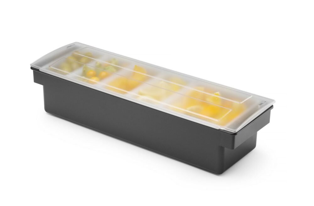 Baro konteineris gėrimų priedams – 5 įdėklai, BarUp, Juodas, 480x150x(H)100mm