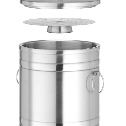 Ledo konteineris dvigubomis sienelėmis, BarUp, 5L, Sidabro, ⌀200x(H)230mm