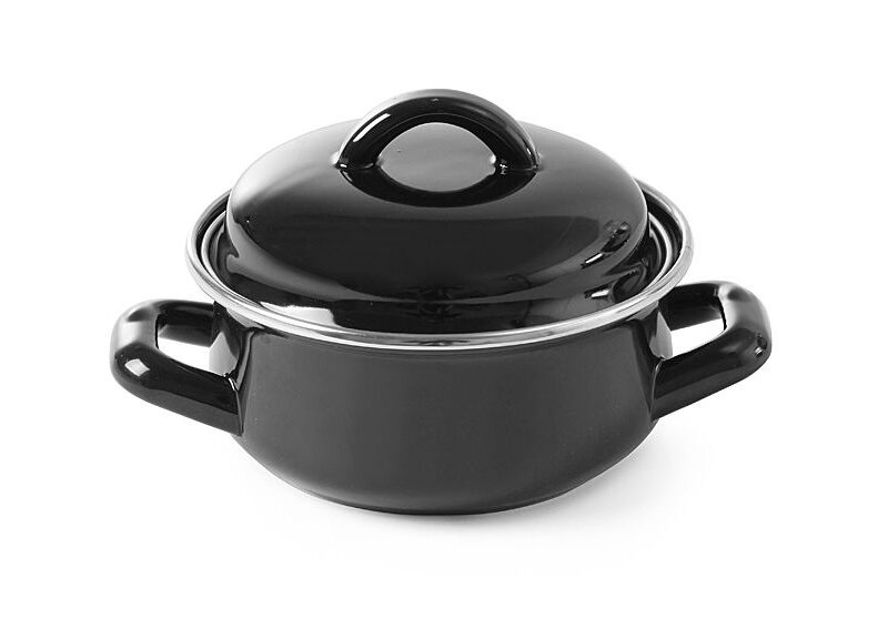 Sriubų ir padažų puodas su dangčiu, HENDI, juodas, 0,8L, ⌀140x(H)110mm