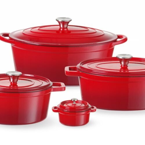 Emaliuotas ketaus puodas, HENDI, 0,27L, Raudona, 130x100x(H)48mm