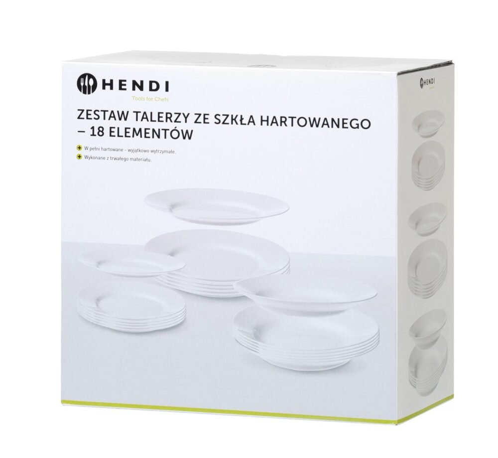 Grūdinto stiklo lėkščių rinkinys Opal - 18 vnt., HENDI, 18 vnt., ⌀mm