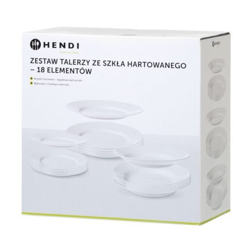 Grūdinto stiklo lėkščių rinkinys Opal - 18 vnt., HENDI, 18 vnt., ⌀mm