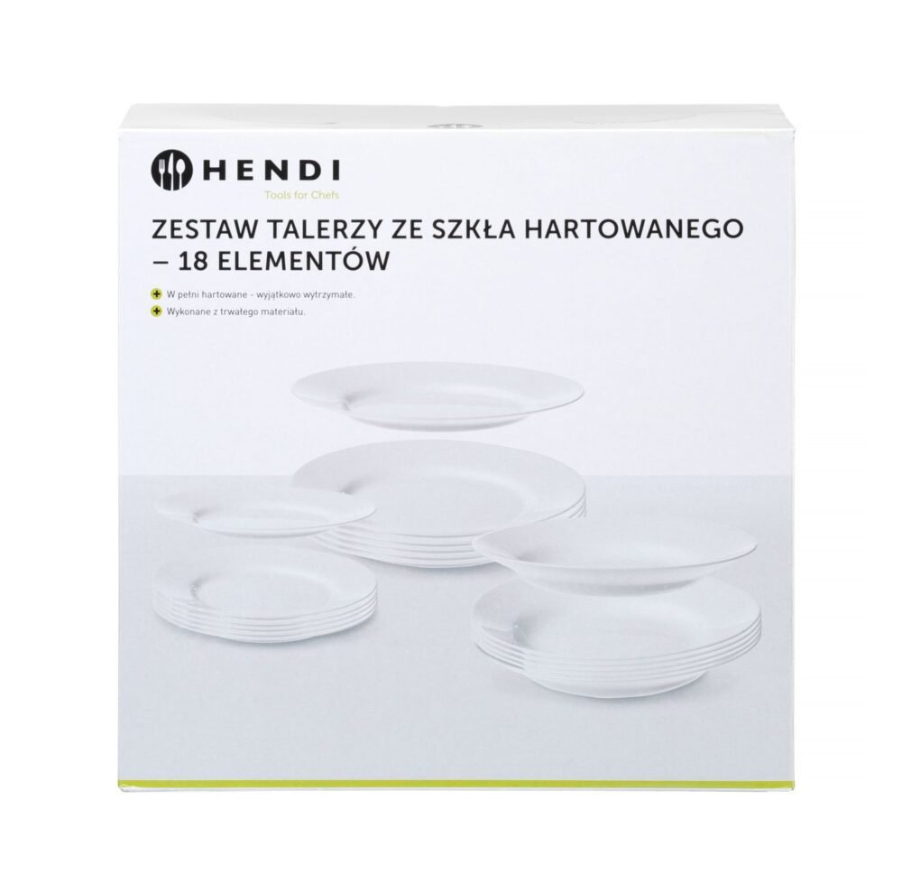 Grūdinto stiklo lėkščių rinkinys Opal - 18 vnt., HENDI, 18 vnt., ⌀mm