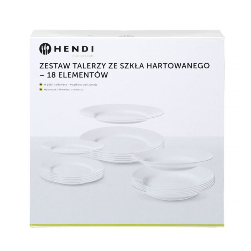 Grūdinto stiklo lėkščių rinkinys Opal - 18 vnt., HENDI, 18 vnt., ⌀mm
