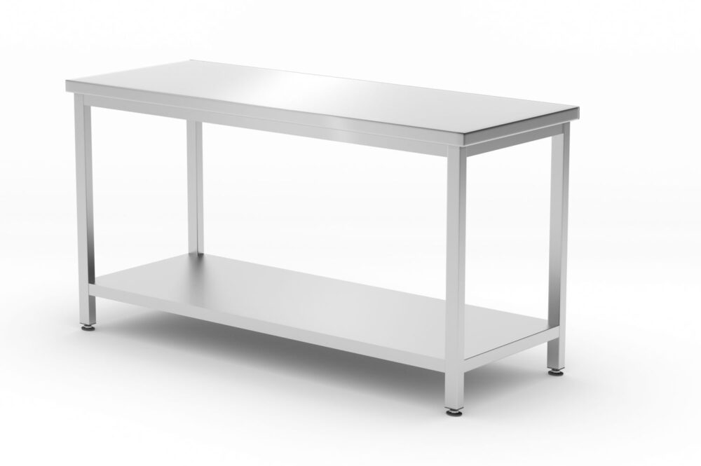 Centrinis stalas su lentyna – susukamas, gylis 600 mm, HENDI, Profi Line, 1600x600x(H)850mm